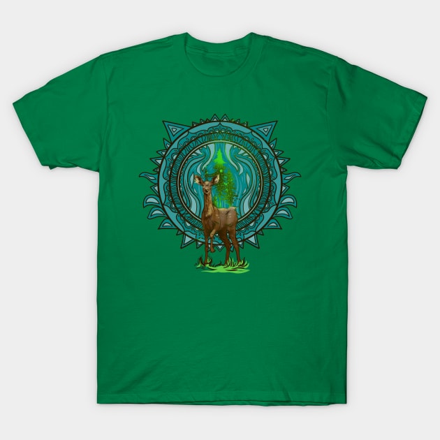 Deer Mandala T-Shirt by Manfish Inc.